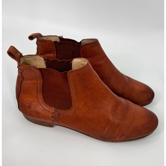 Frye Boots Jillian Chelsea Ankle Bootie Leather Whiskey 3474393 Women's Size 8M - Picture 3 of 10